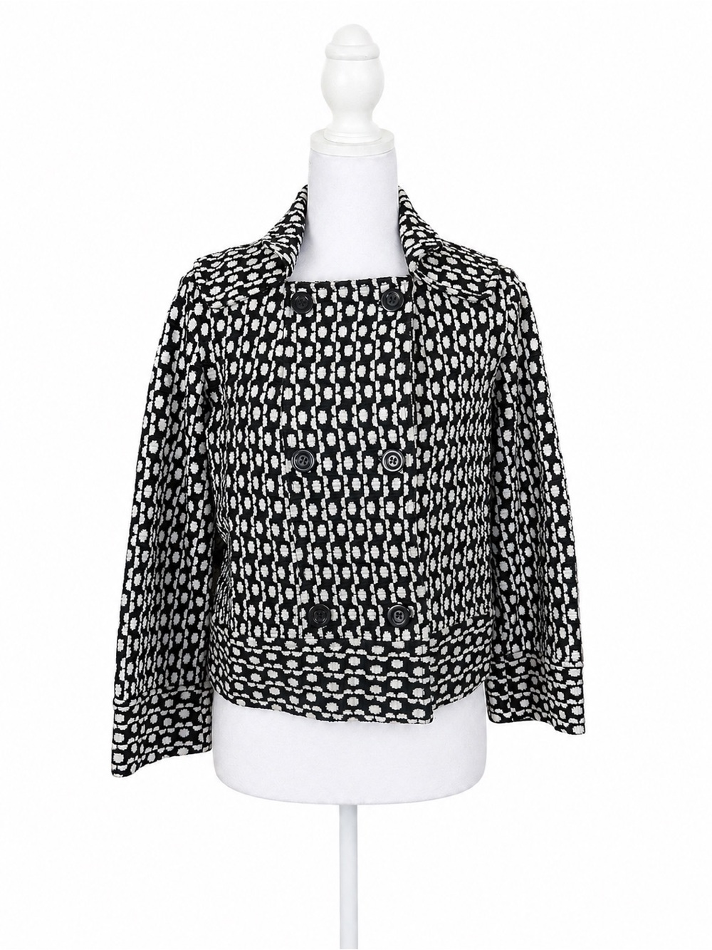 DVF Diane von Furstenberg Esperanza Wool Jacquard Cropped Jacket Blazer Sz 8